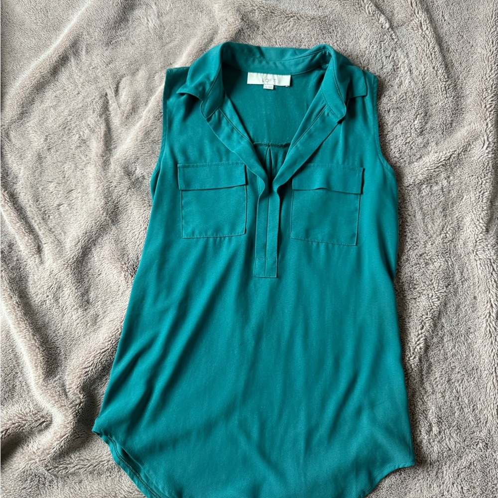 LOFT Teal Green Sleeveless Blouse